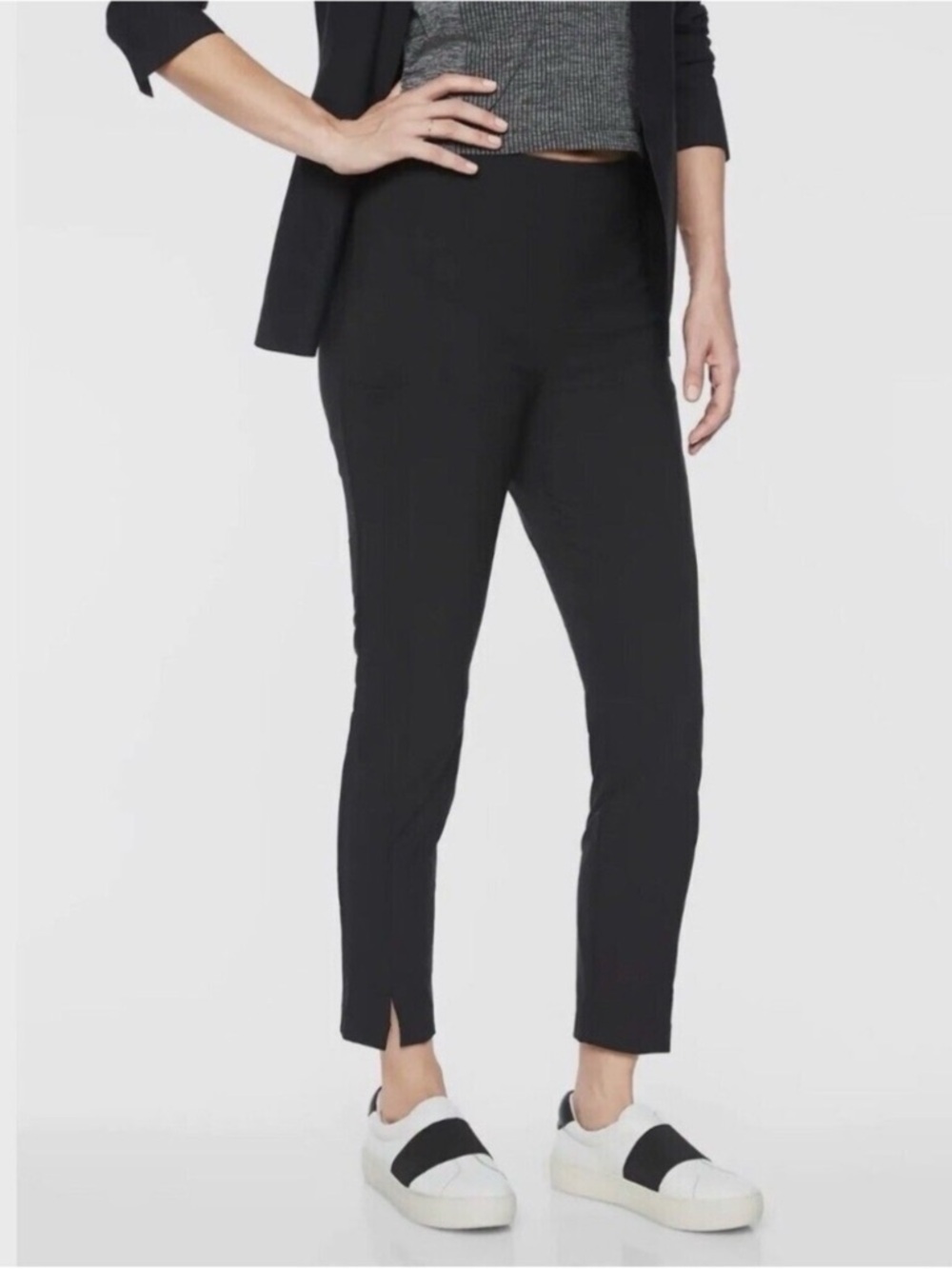 ATHLETA WOMENS Black Stretch Wander Stash SKINNY Casual Pants RARE